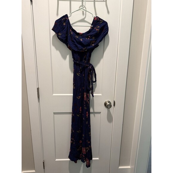 Baltic Born Marion Maxi Dress Off the Shoulder Floral Print Blue Size Small - Picture 2 of 8